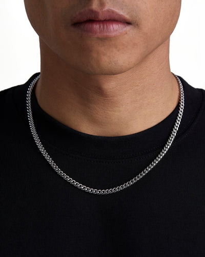 PLAIN - 5mm 古巴項鍊 (White Gold)