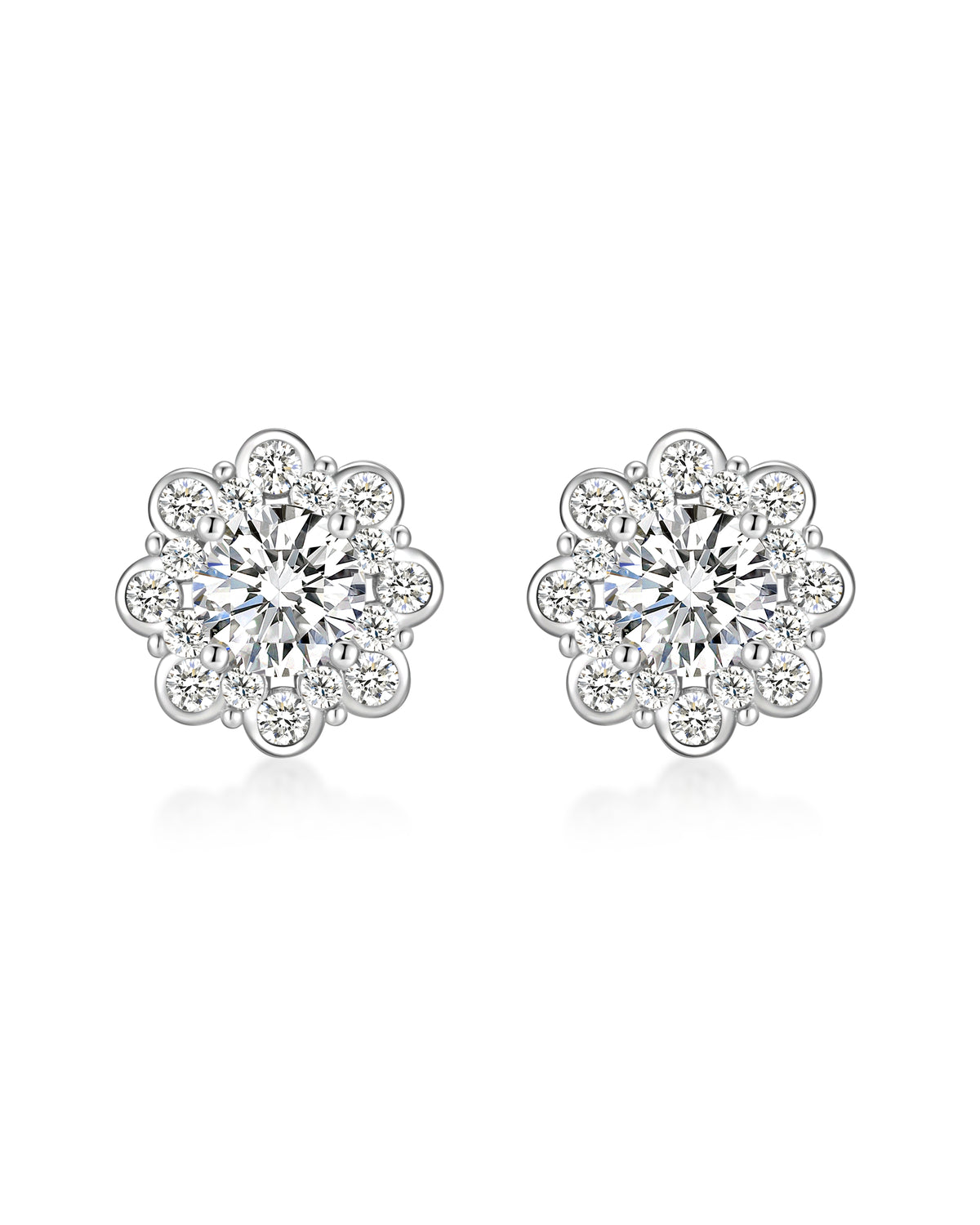White gold moissanite earrings by Iceman Society