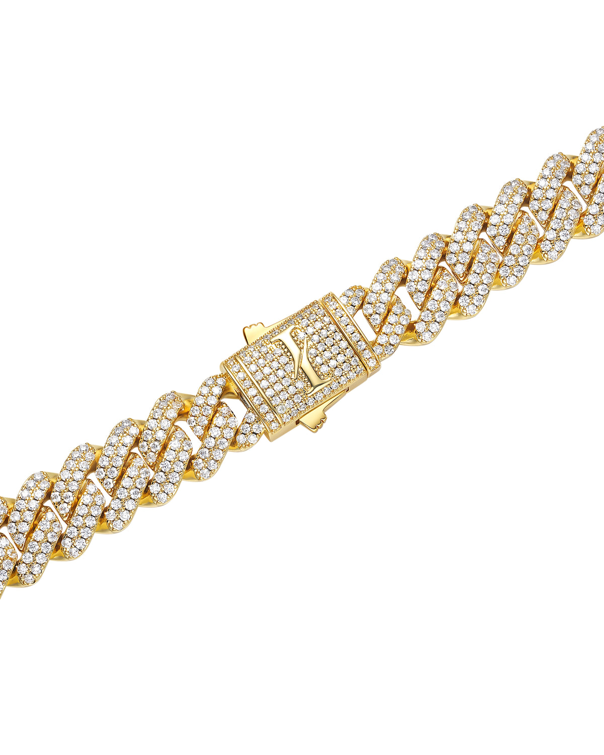 13mm 18K gold ice prong cuban necklace by Iceman Society
