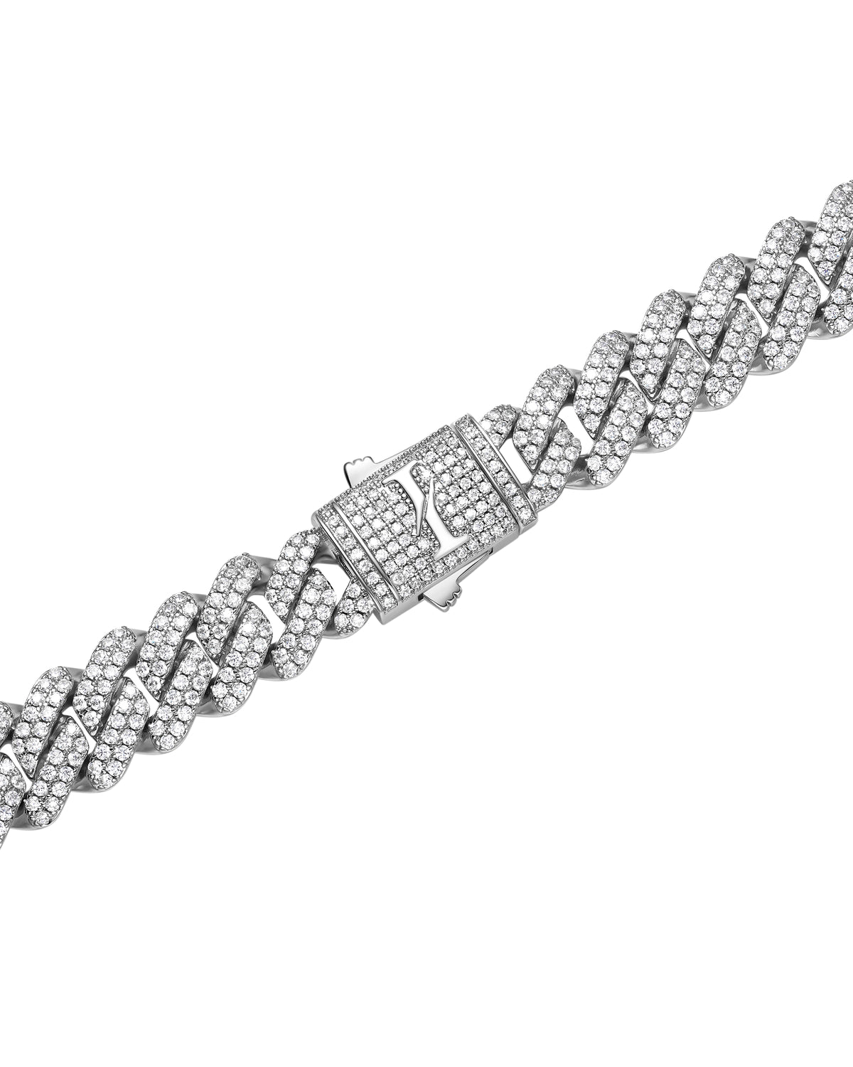13mm white gold ice prong cuban necklace by Iceman Society