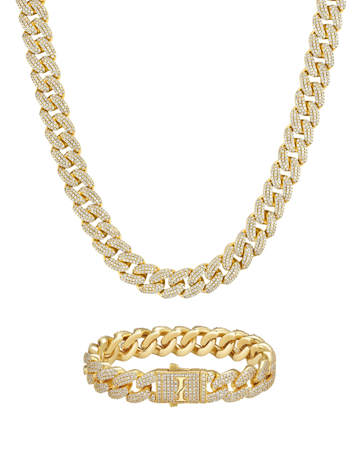 12mm 18K gold iceman cuban chain necklace and bracelet set by Iceman Society