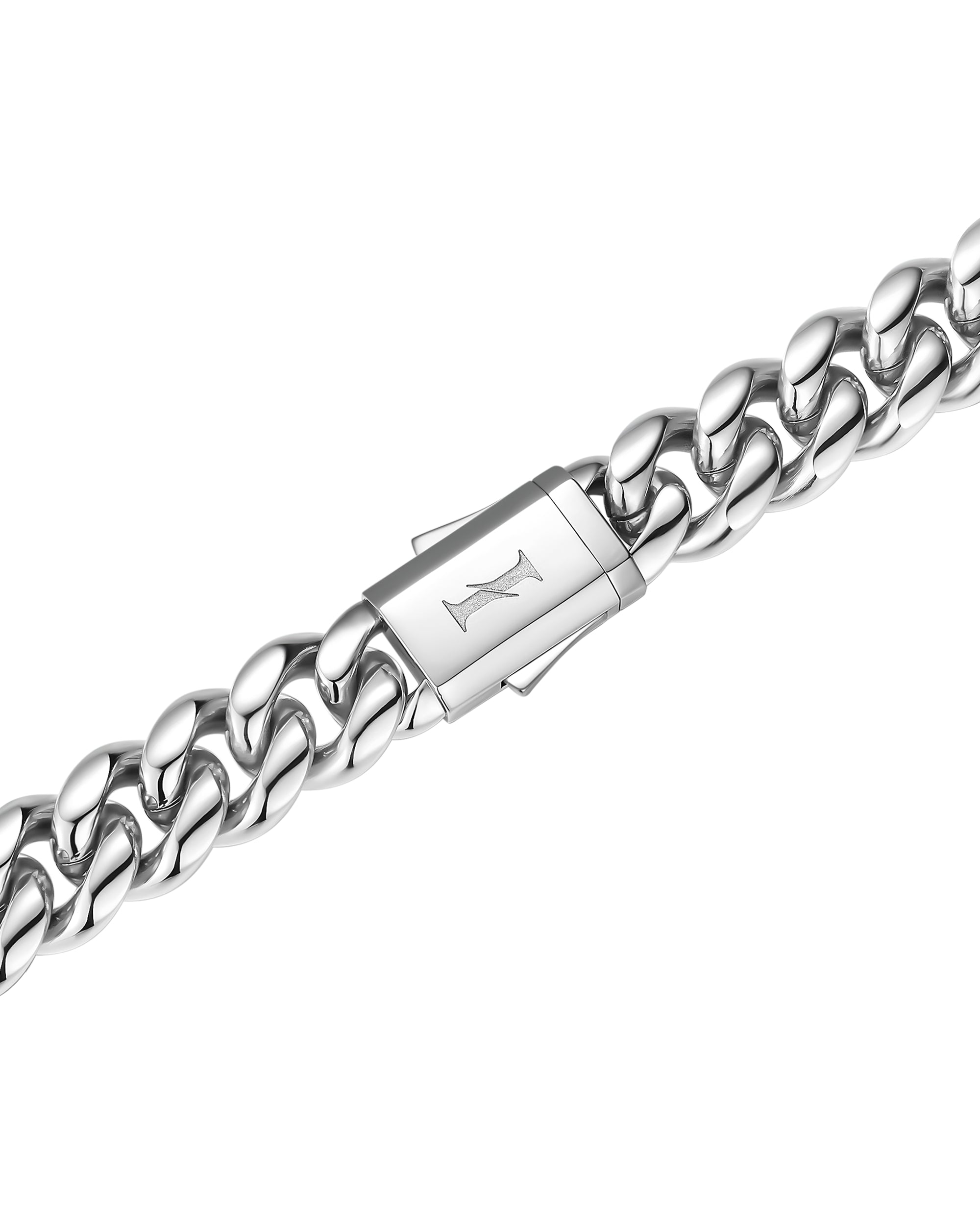 12mm white gold plain cuban necklace by Iceman Society