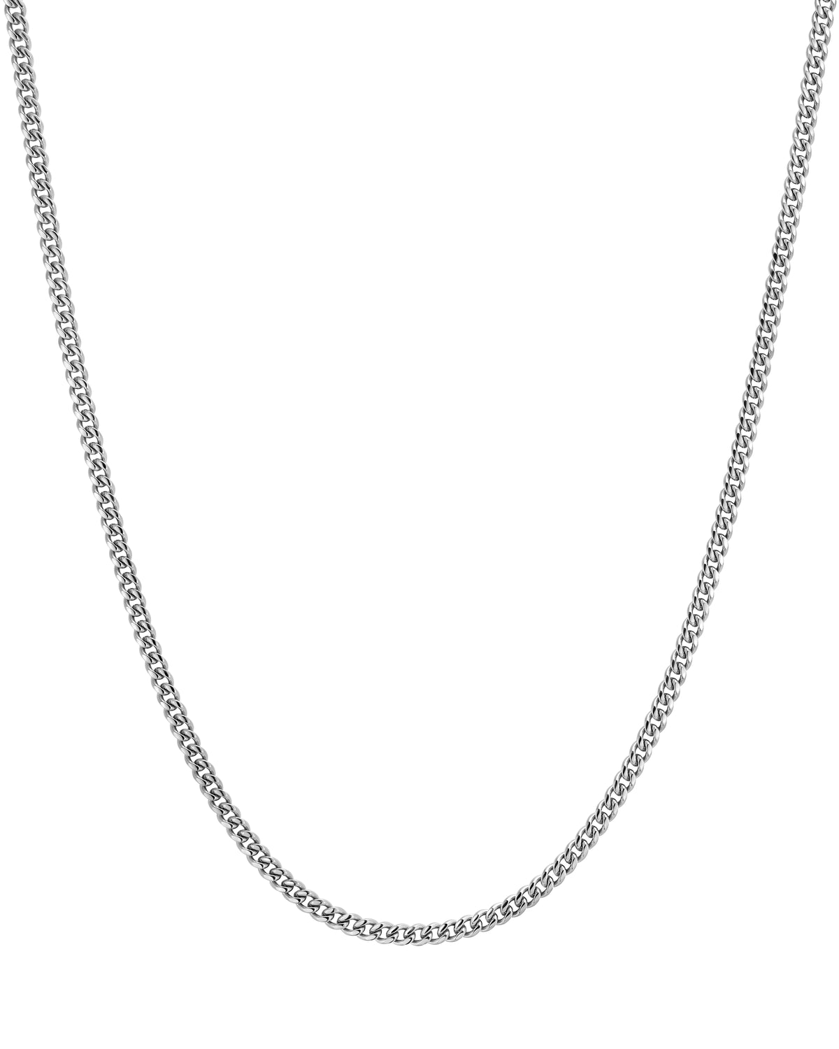 3mm white gold plain cuban necklace by Iceman Society