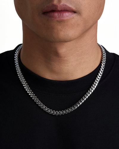 PLAIN - 8mm 古巴項鍊 (White Gold)
