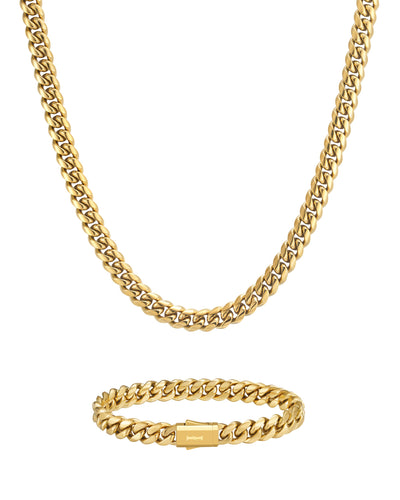 PLAIN SET - 8mm 古巴組合 (18K Gold)